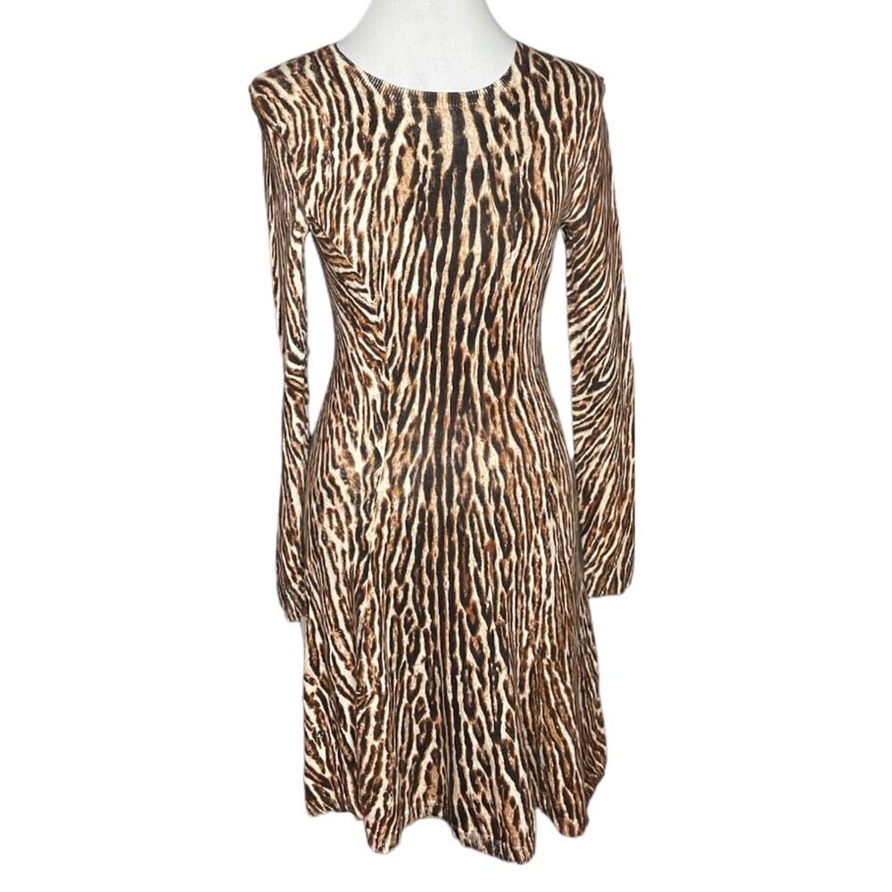 MICHAEL Michael Kors Animal Print Knit Dress Brown Tan Cream Size XSmall